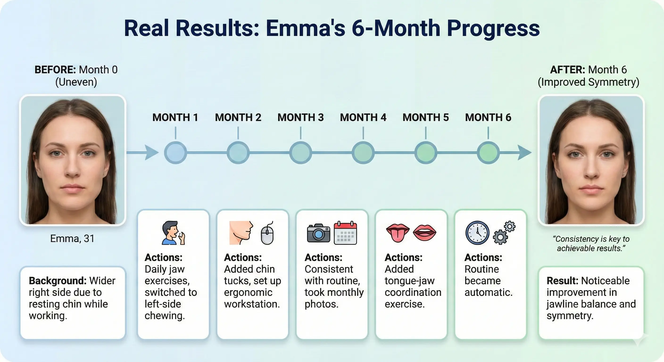 Emma's 6-Month Progress to improve jawline